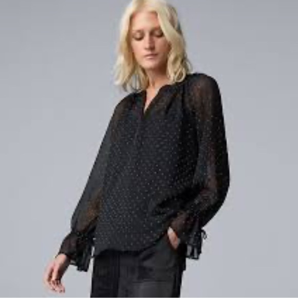 Blouse Simply Vera very elegant double sheer blouse with adjustable - Picture 1 of 10